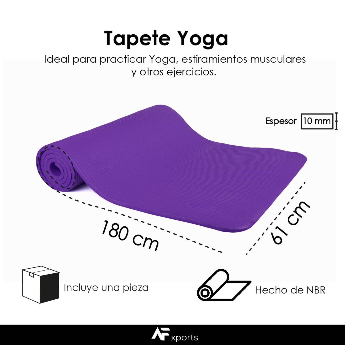 Tapete Yoga 10mm 180x60cm NBR Con Correa De Transportación