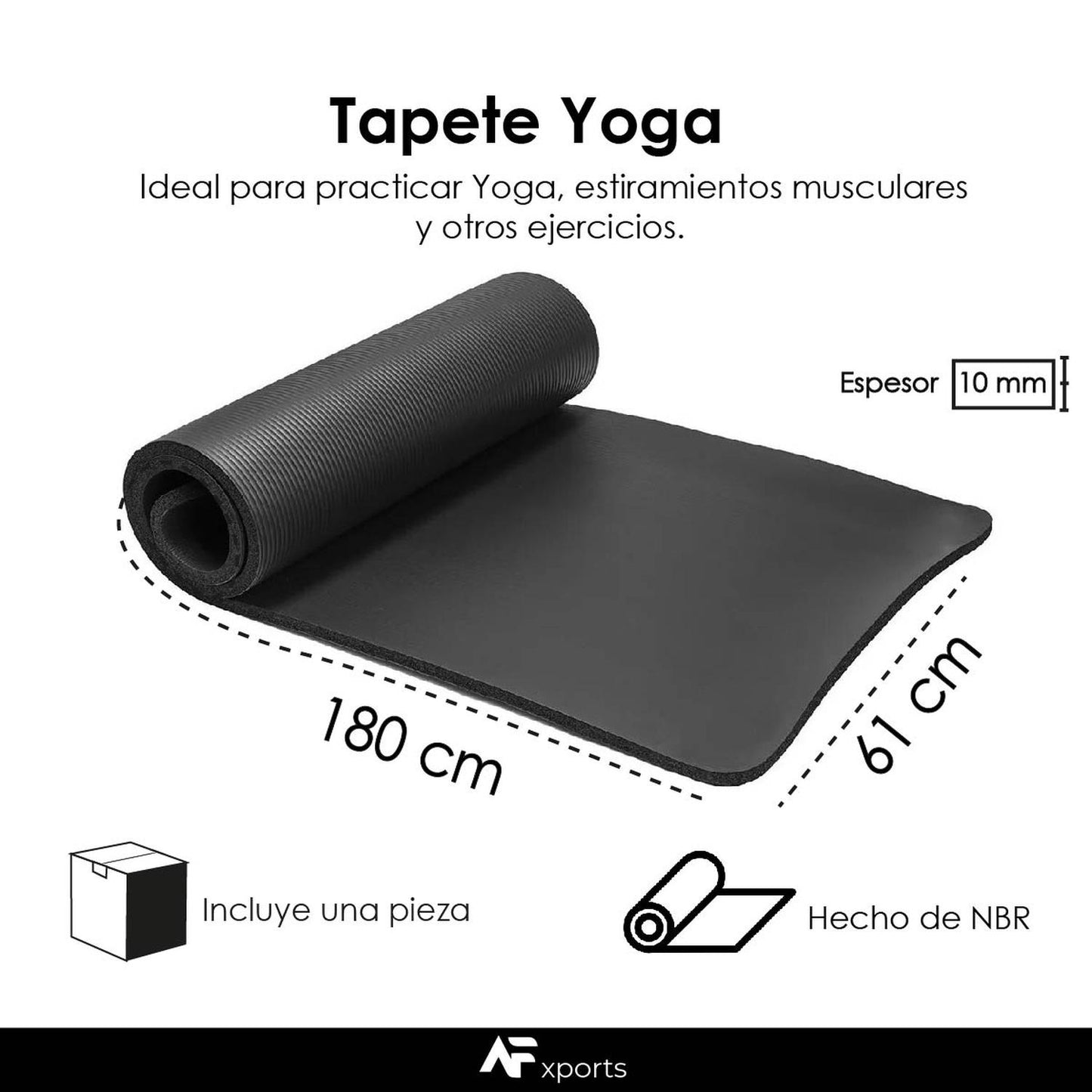 Tapete Yoga 10mm 180x60cm NBR Con Correa De Transportación